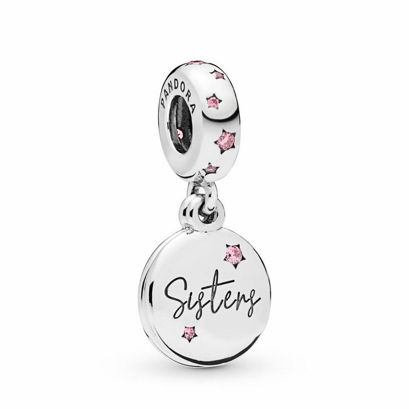 Pandora Forever Sisters Dangle Charm - Sterling Silver/Pink/Cubic Zirconia - Canada | UY9501UR